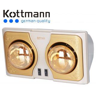 Đèn sưởi nhà tắm Hans Kottmann 2 bóng vàng K2B-H