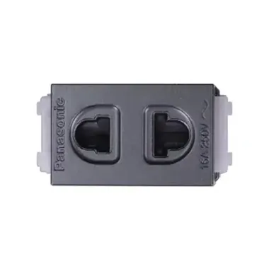 Ổ cắm đơn 2 chấu có màn che màu xám ánh kim Panasonic WEV1081MYH