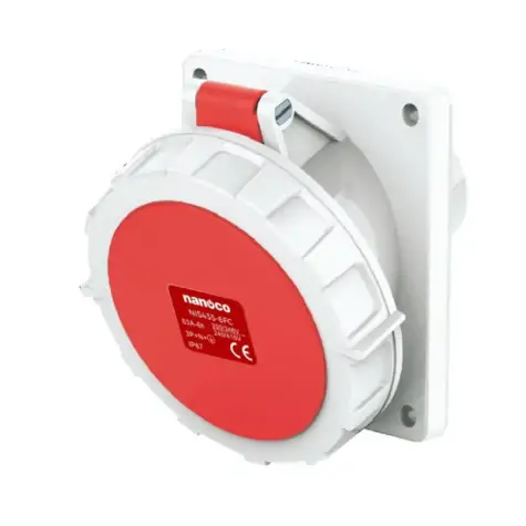 Ổ cắm gắn âm dạng nghiêng 63A-4P- 400V- 6H-IP67 Nanoco NIS434-6FC