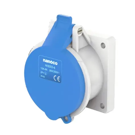 Ổ cắm gắn âm dạng thẳng 16A-3P- 230V- 6H-IP44 Nanoco NIS313-6