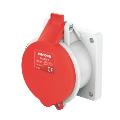 Ổ cắm gắn âm dạng thẳng 16A-5P- 400V- 6H-IP44 Nanoco NIS315-6