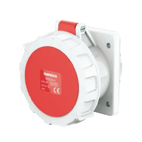 Ổ cắm gắn âm dạng thẳng 63A-5P- 400V- 6H-IP67 Nanoco NIS335-6
