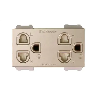 Ổ cắm đôi 3 chấu có màn che màu vàng ánh kim Panasonic WEV1582MYZ