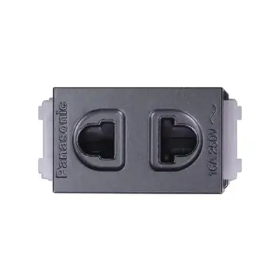 Ổ cắm đơn 2 chấu có màn che màu xám ánh kim Panasonic WEV1081MYH