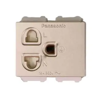 Ổ cắm đơn 3 chấu có màn che màu vàng ánh kim Panasonic WEV1181MYZ