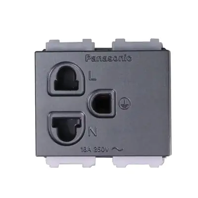 Ổ cắm đơn 3 chấu có màn che màu xám ánh kim Panasonic WEV1181MYH