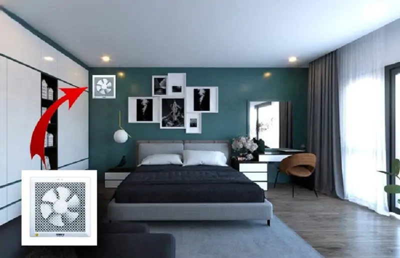 vị tr&iacute; lắp đặt quạt th&ocirc;ng gi&oacute; cho ph&ograve;ng ngủ